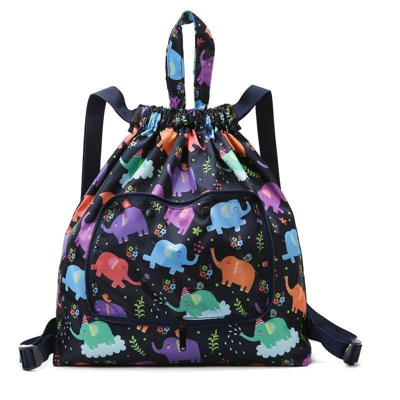 Cross-border New Travel Bag Bundle Mouth Backpack Women's Simple Drawstring Storage Bag Large Capacity Backpack Shopping Bag