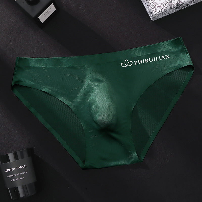 Foreign trade explosions men's briefs breathable comfortable letter sports sexy transparent egg ice silk low waist underwear head