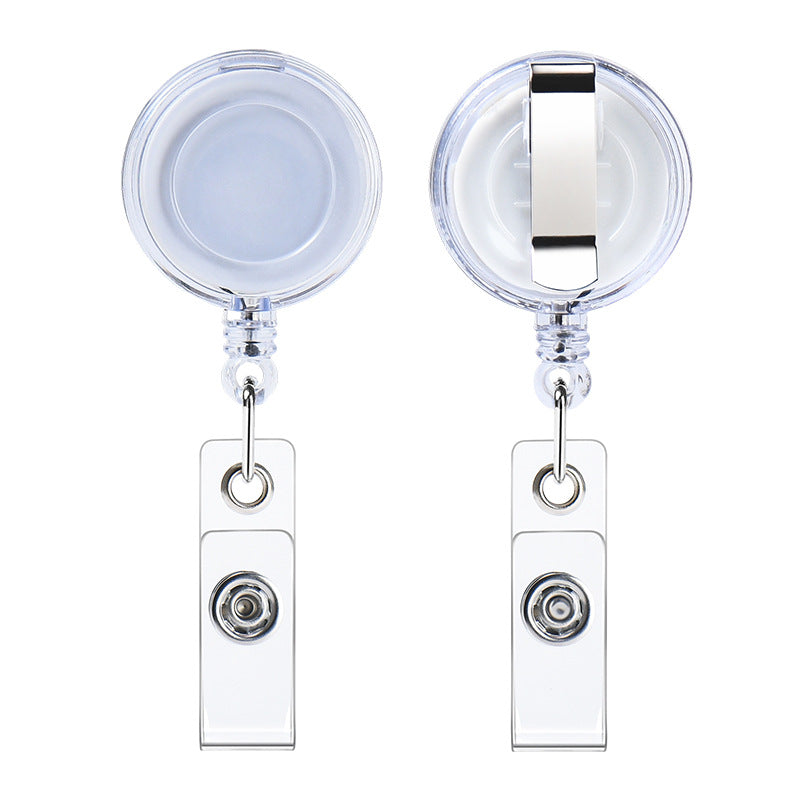 Transparent Easy Pull Buckle Doctor Nurse Breast Card Certificate Card Case Anti-loss Clip Buckle Meal Card Work Card Transparent Color Retractable Buckle