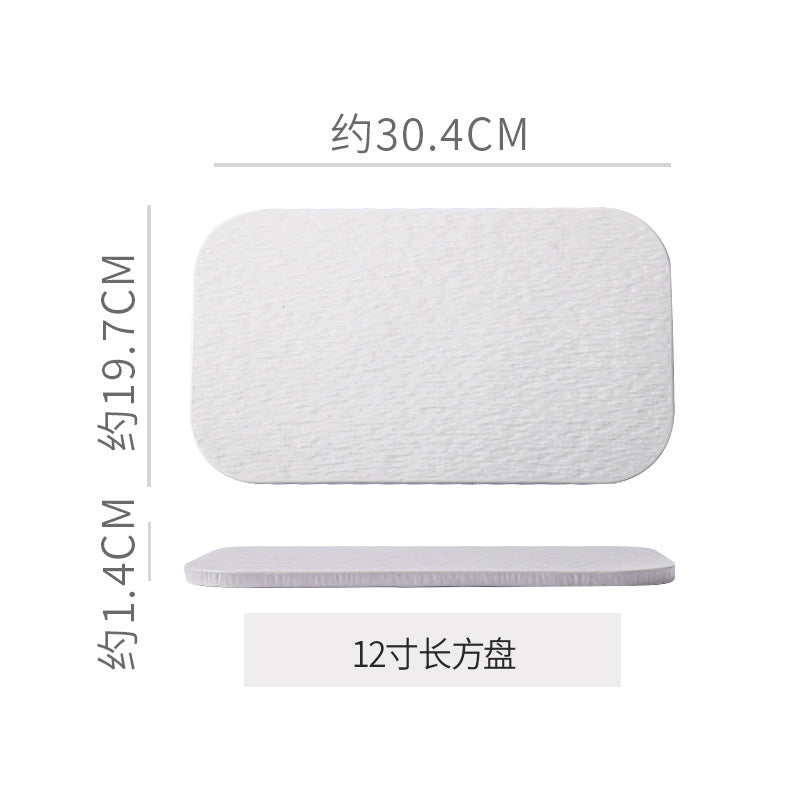 Stone Pattern Round Flat Ceramic Plate Western Food Steak Plate High-grade Sense Cake Plate Dim Sushi Plate Dessert Pastry Plate