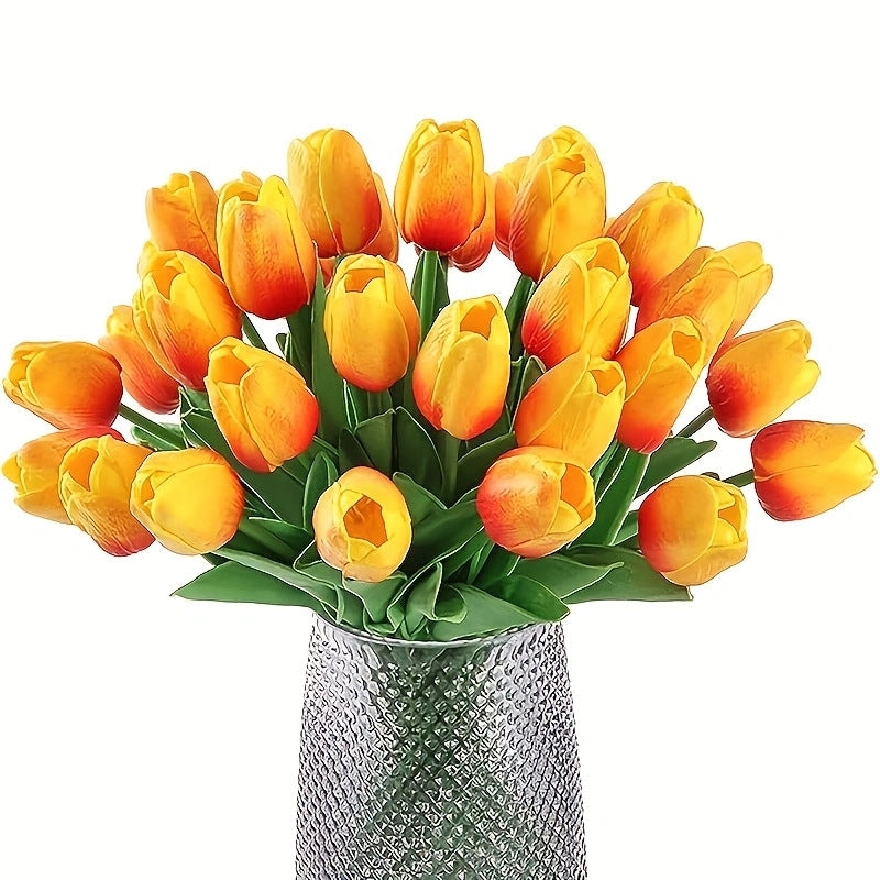 High-End Pu Tulip Artificial Flowers Cross-Border Exclusive for Home and Hotel Wedding Photography Props Feel Artificial Flowers Wholesale