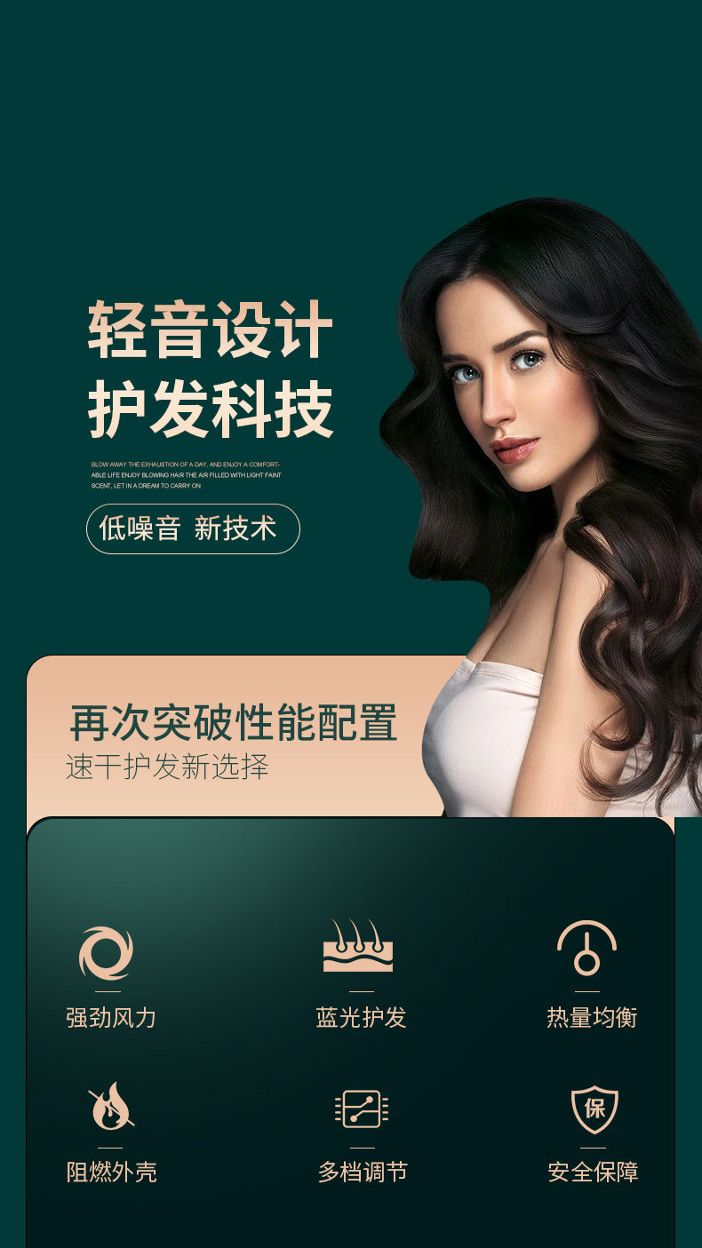 Hair Dryer Home Blue Light Negative Ion Hair Salon High Power Hair Dryer Dormitory Cold and Hot Air Hair Dryer Gift Cross Border