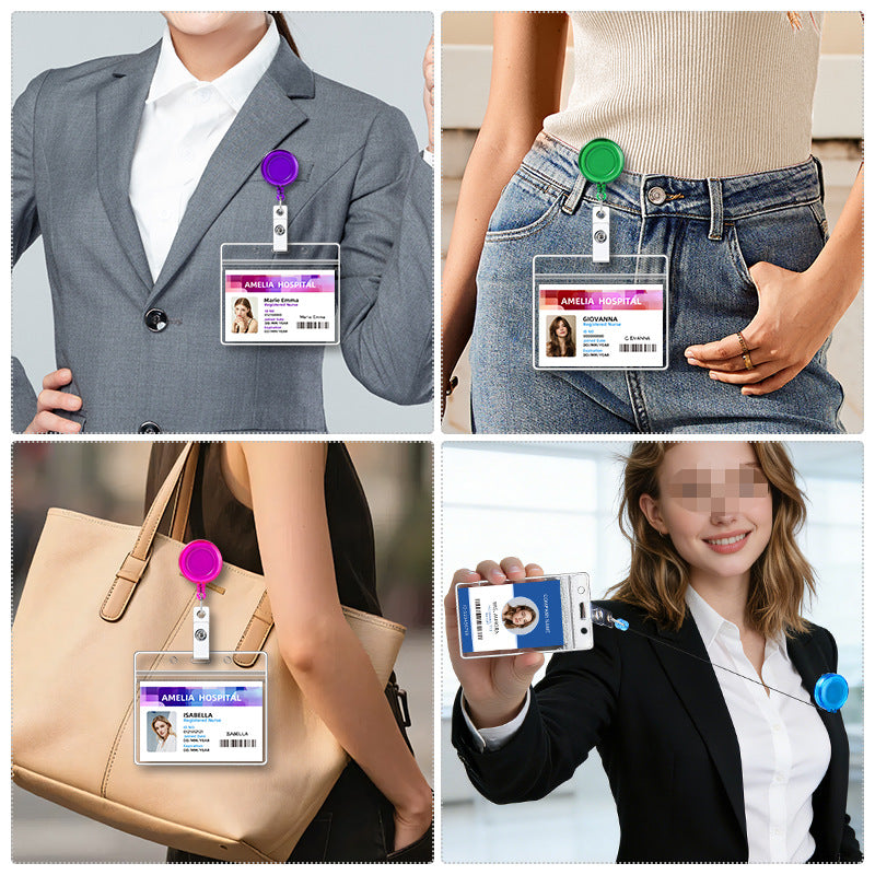 Transparent Easy Pull Buckle Doctor Nurse Breast Card Certificate Card Case Anti-loss Clip Buckle Meal Card Work Card Transparent Color Retractable Buckle
