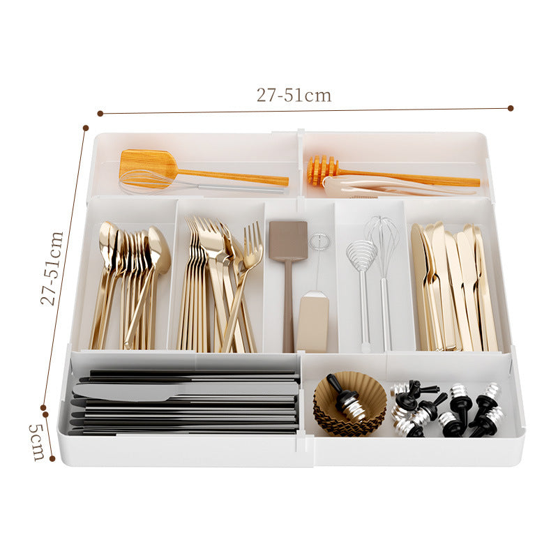 Kitchen Drawer Partition Tableware Storage Box Knife and Fork Chopsticks Storage Rack Kitchenware Storage Household Cabinet Built-in Partition