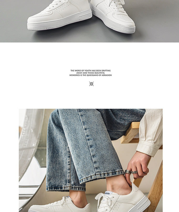 White Shoes Men's Summer Breathable Youth Casual All-match Men's Shoes 2024 New Student Pure White Sports Shoes