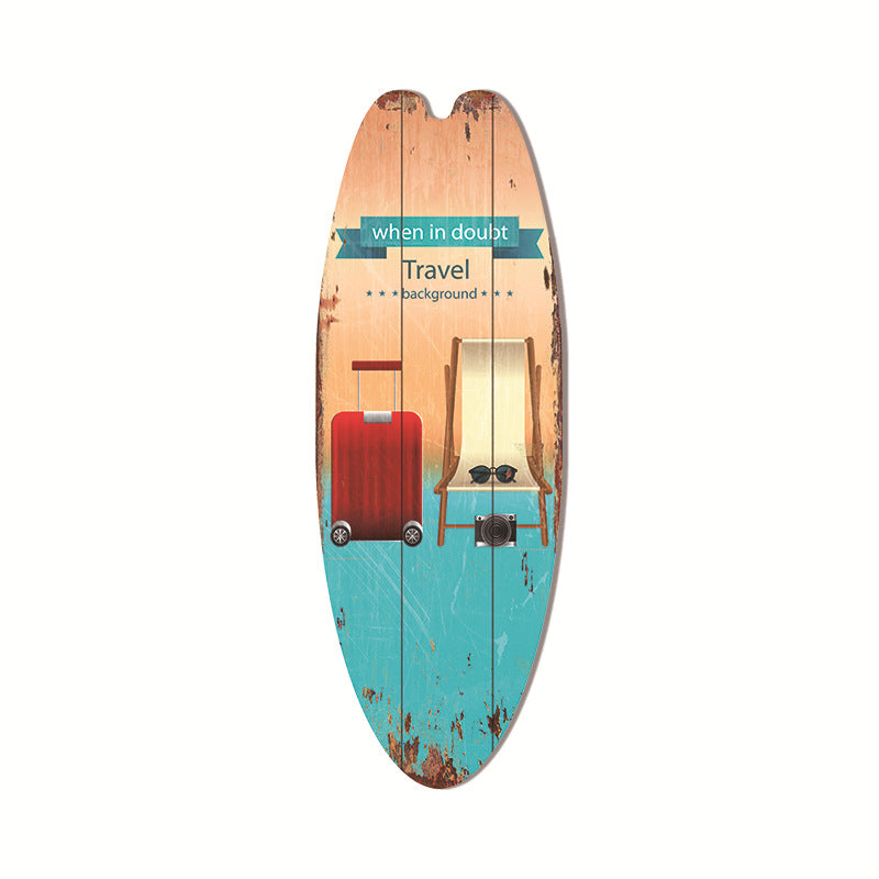 Cross-Border Surfboard Pendant Beach Leisure Wall Decoration Wooden Brand Hawaiian Party Supplies Scene Layout