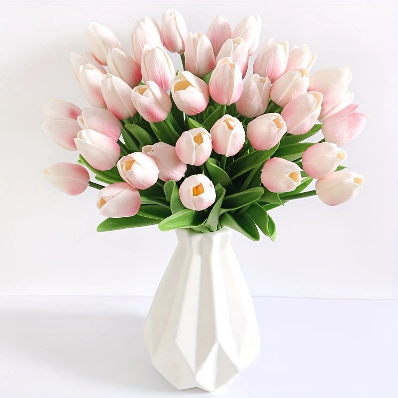 High-End Pu Tulip Artificial Flowers Cross-Border Exclusive for Home and Hotel Wedding Photography Props Feel Artificial Flowers Wholesale