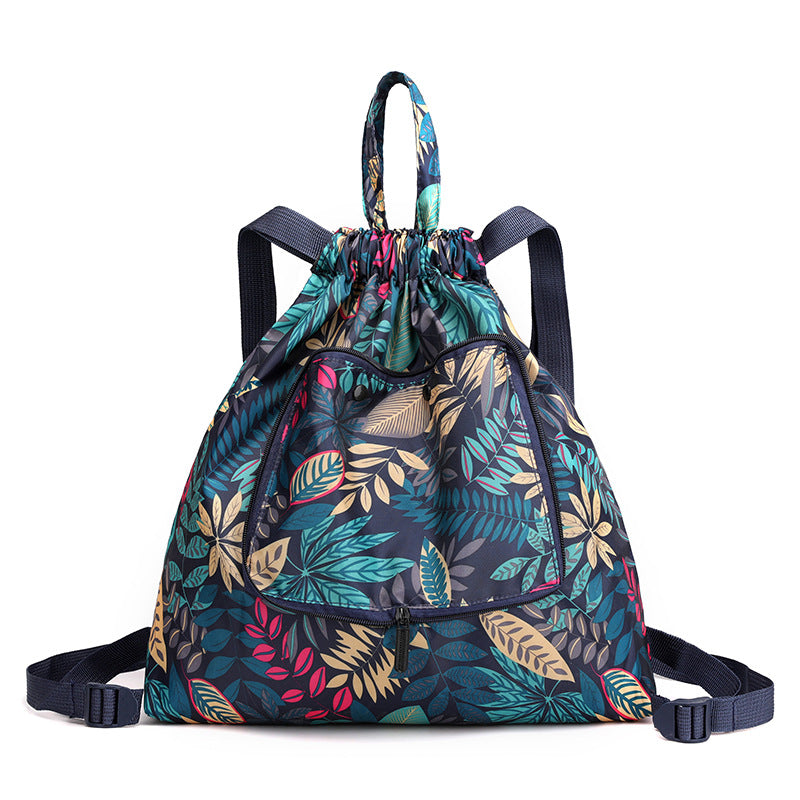 Cross-border New Travel Bag Bundle Mouth Backpack Women's Simple Drawstring Storage Bag Large Capacity Backpack Shopping Bag