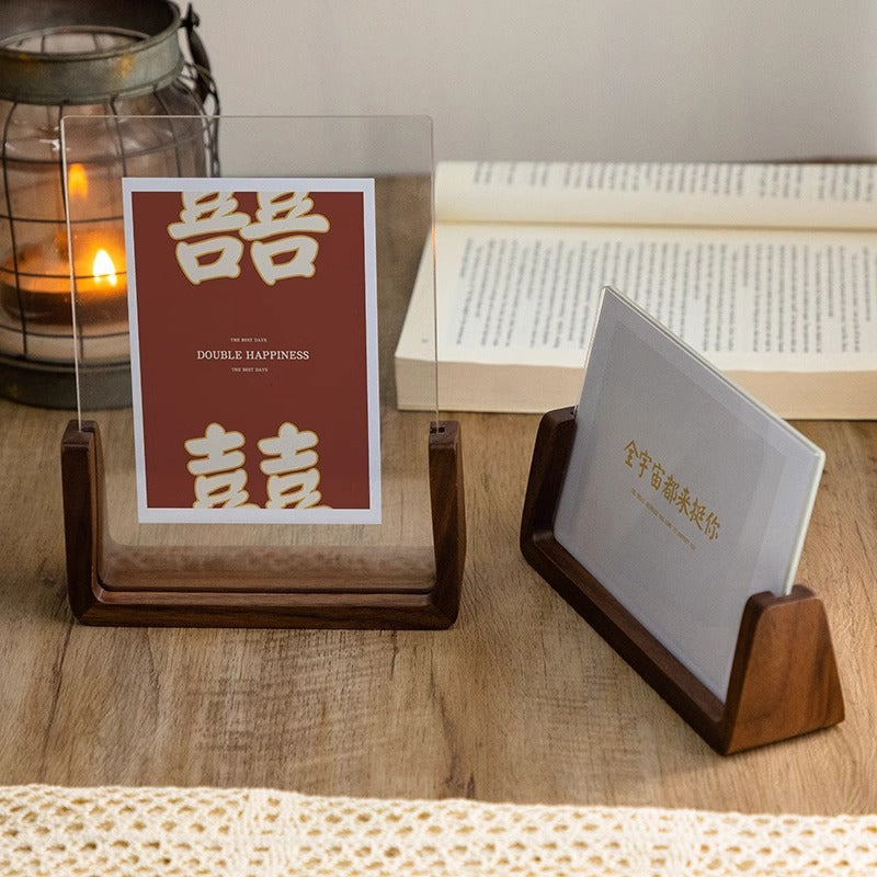 Acrylic Solid Wood Photo Frame Table Display Amazon Handmade Creative Gift Ornament Display Stand 6inch U-Shaped Photo Frame Customization
