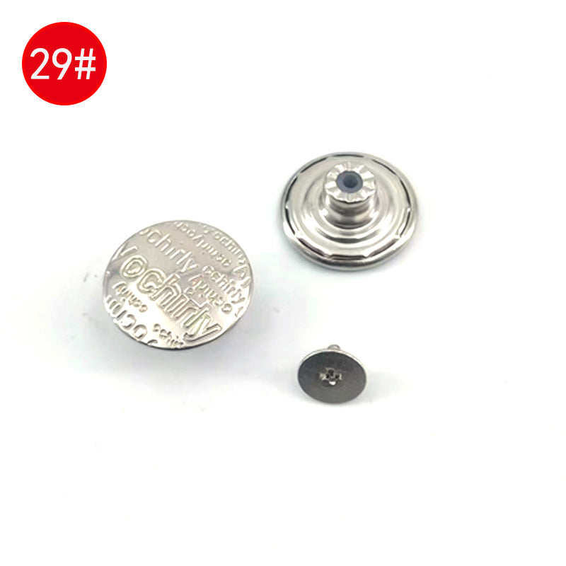 Wholesale In-Stock Waist-Cinching Button-Free Detachable Jeans Buttons, Eco-Friendly Buttons, Screw Metal I-Shaped Buckles