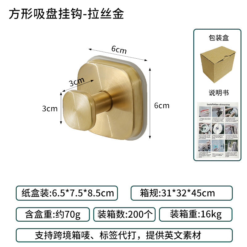 Cross-Border Stainless Steel Vacuum Suction Cup Hooks, No-Drill Bathroom Hooks, Kitchen Hooks, Towel Hooks, Clothes Hooks Wholesale