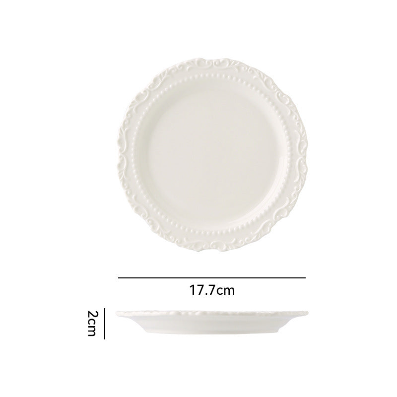 French ins style cream ceramic Western plate lace vintage dessert plate cream cake plate swing plate wholesale