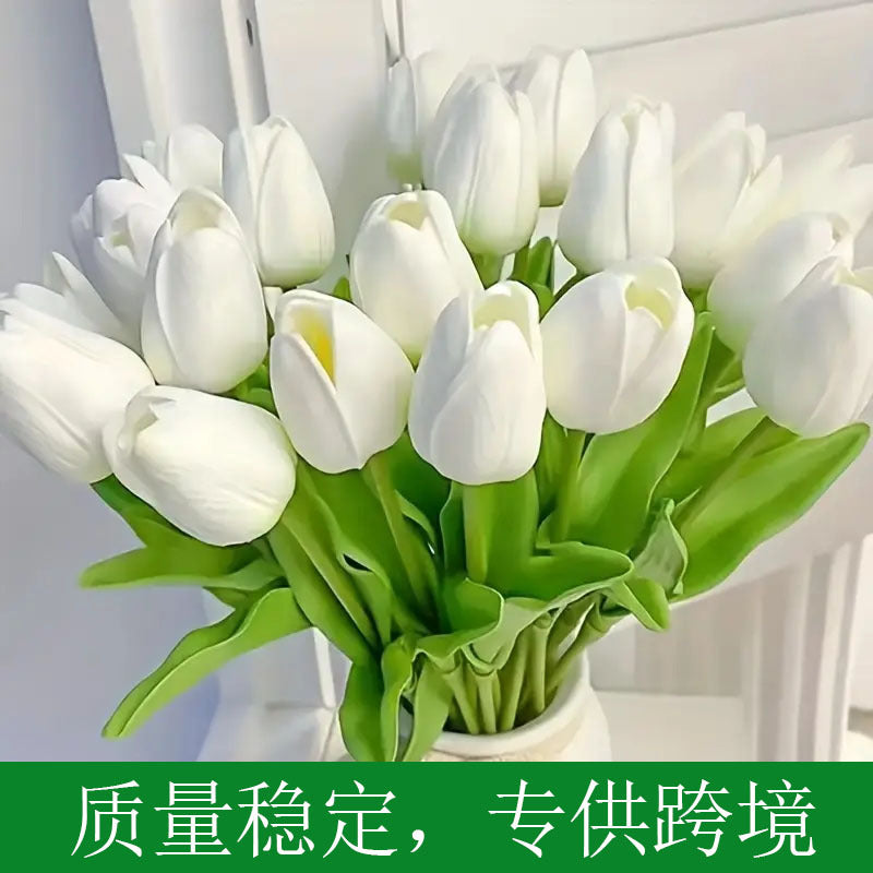 High-End Pu Tulip Artificial Flowers Cross-Border Exclusive for Home and Hotel Wedding Photography Props Feel Artificial Flowers Wholesale