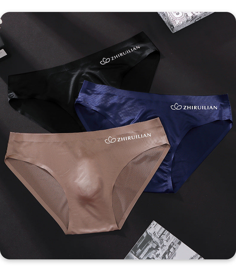 Foreign trade explosions men's briefs breathable comfortable letter sports sexy transparent egg ice silk low waist underwear head