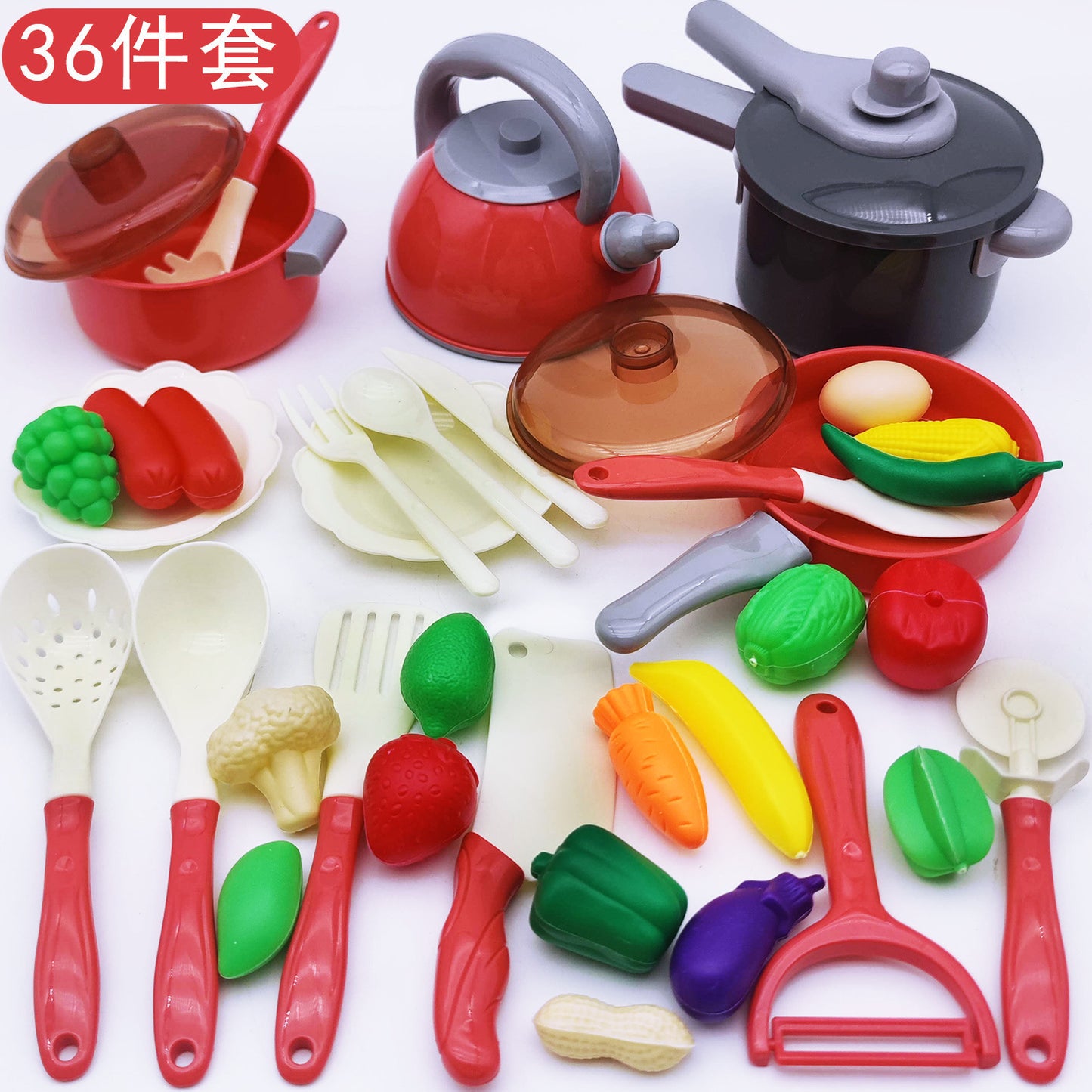[Cross-border Exclusive] Simulation Kitchenette Cooking Kitchenware suit Fruit Chicing Music Cooking Induction Cooker to play house