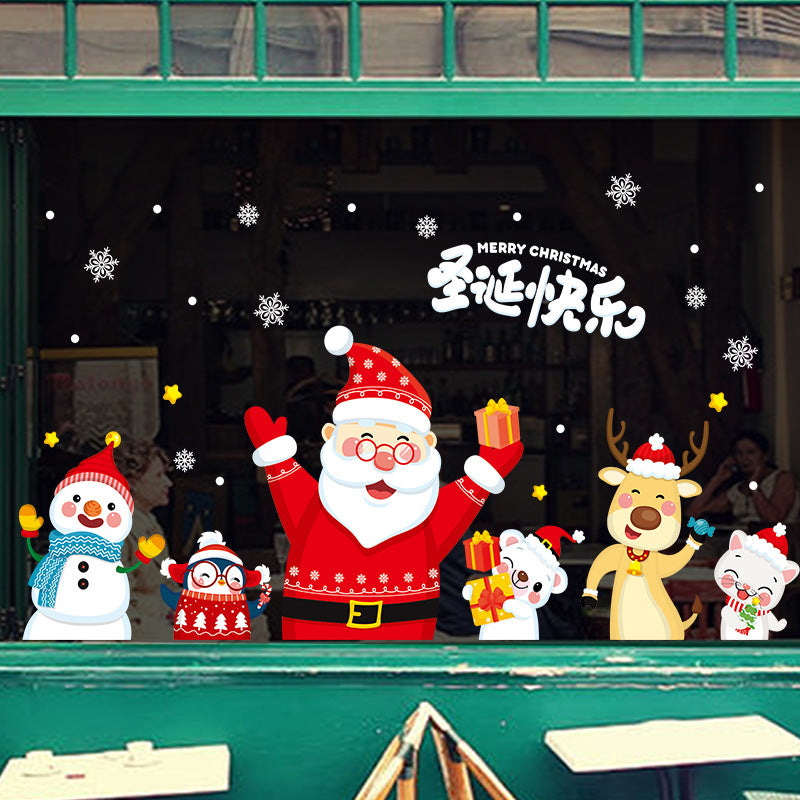 Christmas decoration window stickers glass door stickers happy Christmas party creative window mall layout Christmas stickers