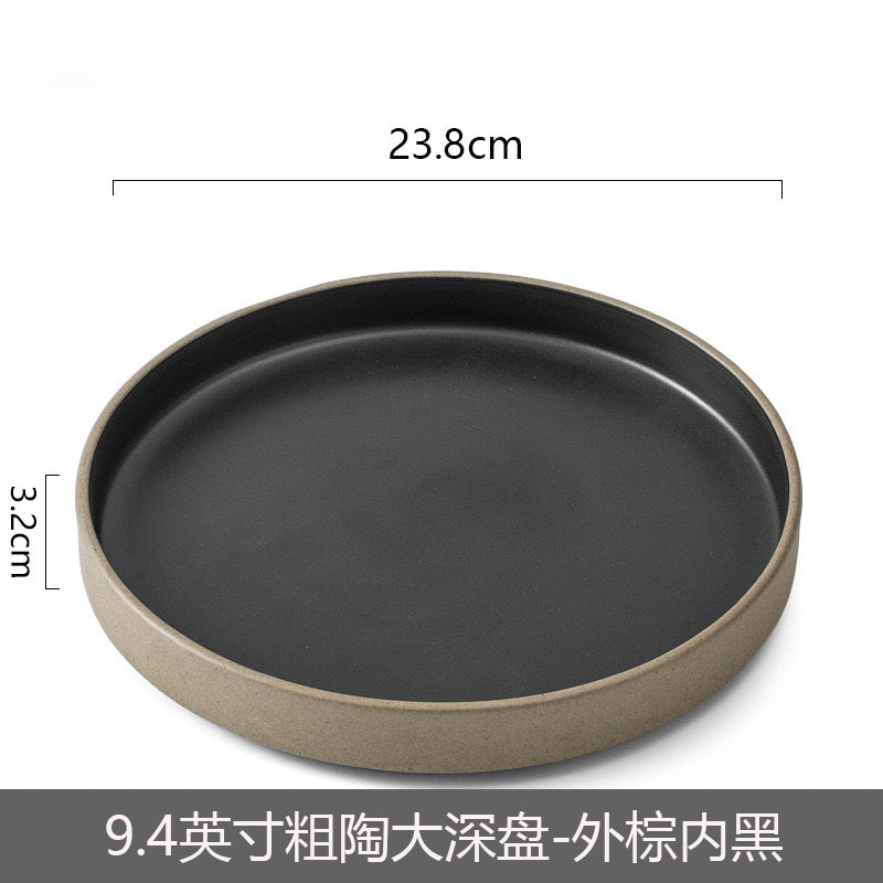 Ceramic Straight Plate Flat Bottom Deep Plate Soup Plate Japanese Seafood Plate Dish Plate Dessert Plate Nest Plate Simple Salad Bowl
