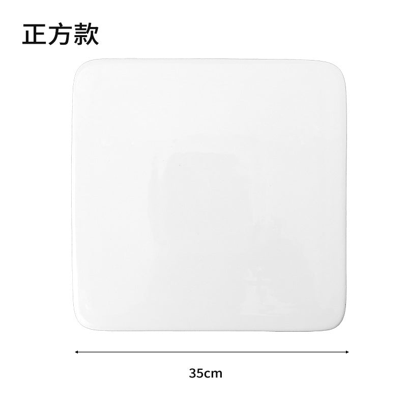 Ceramic Cake Plate Pure White Square Plate Dessert Display Dish Baking Tableware Buffet Round Swing Plate Long Square Plate