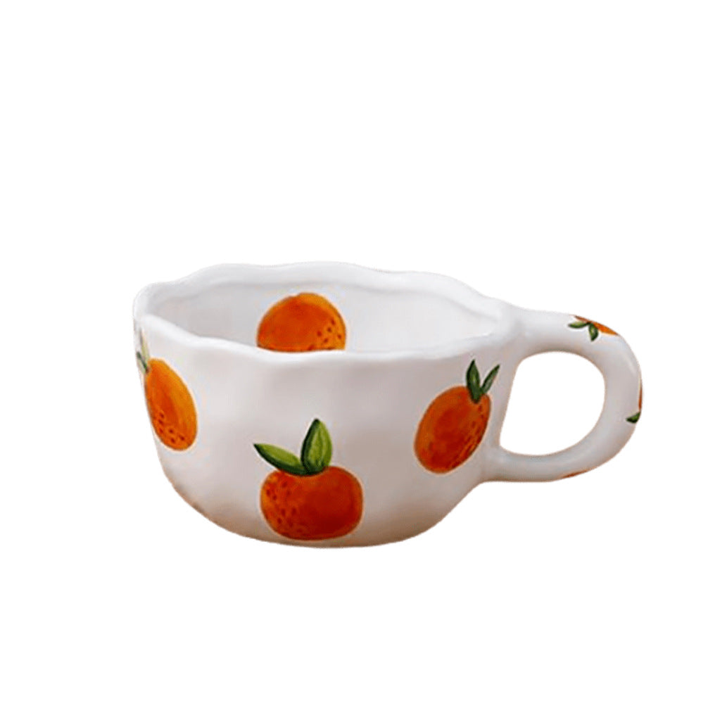 Cross-border can be labeled hair girl heart pinch strawberry fruit coffee cup afternoon tea ceramic cup cute coffee cup
