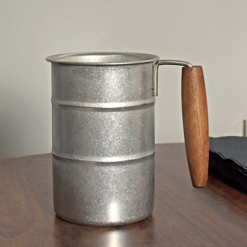Snowflake Retro Industrial Style Beer Mug with Handle 304 Stainless Steel Water Mug Outdoor Camping Mug