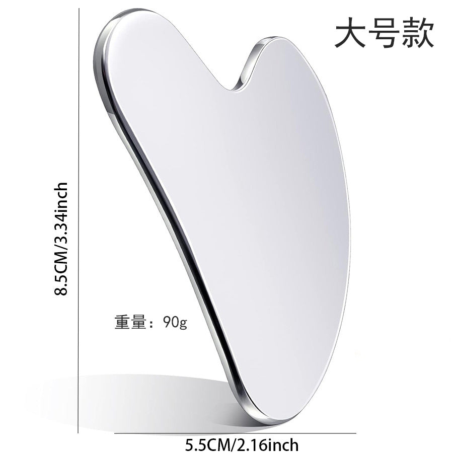 Factory direct stainless steel large heart-shaped scraping plate hand face scraping metal massage beauty tools wholesale