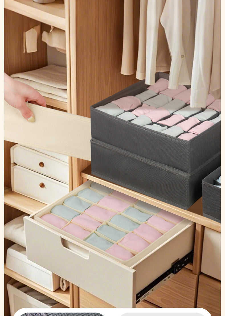 Fabric Underwear Storage Box with Compartments for Home Use, Drawer-Style Storage with Dividers for Organizing Socks