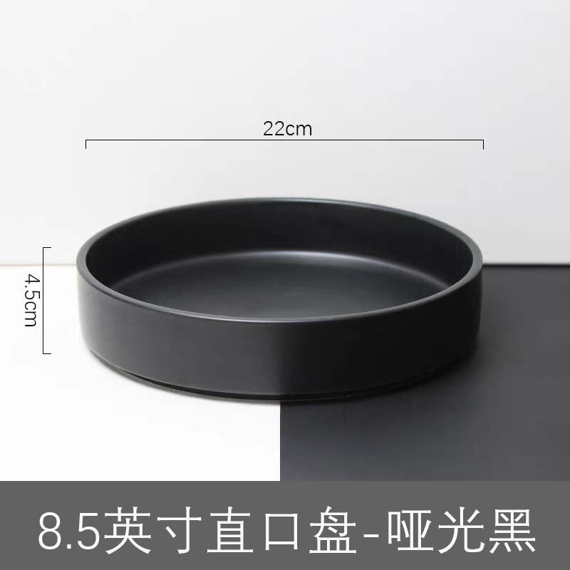 Ceramic Straight Plate Flat Bottom Deep Plate Soup Plate Japanese Seafood Plate Dish Plate Dessert Plate Nest Plate Simple Salad Bowl