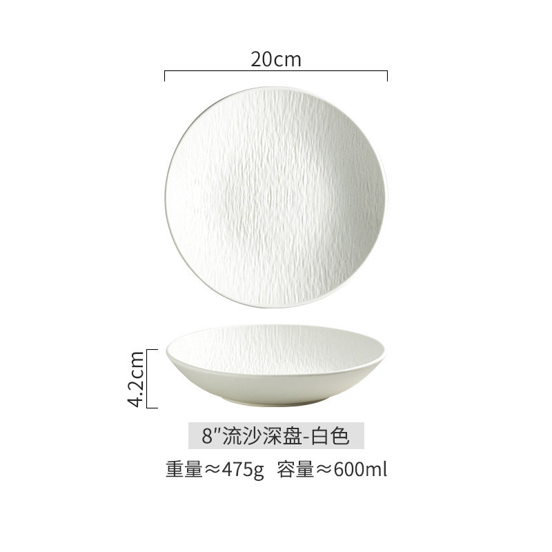 Ceramic Steak Dinner Plate, Household Stone Pattern Western Food Plate, Pasta Plate, Salad Plate, Flat Plate, Round Plate, High-end