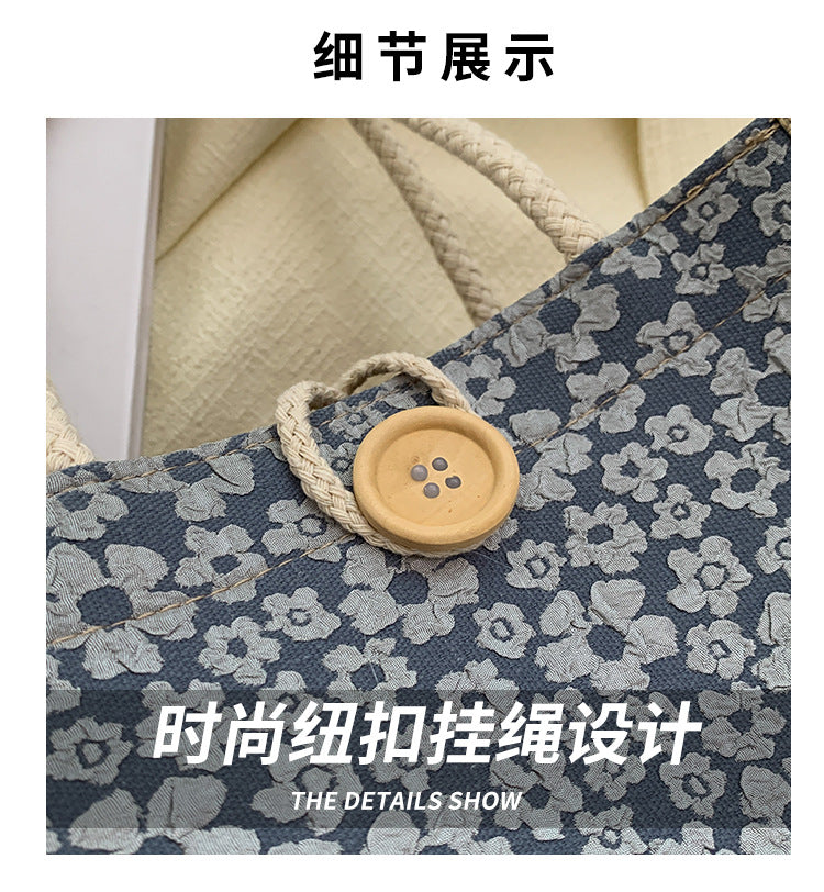 Internet Celebrity Portable Linen Bag Women's 2023 Western Style Hand-Carrying Lunch Bag for Work and Going Out Japanese Style ins Small Satchel