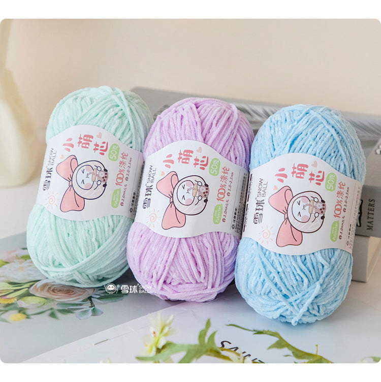 Snowball Macey Core Matte Chenille Fine Wool DIY Handmade Knitted Doll Scarf Hat Hair Accessories Crochet