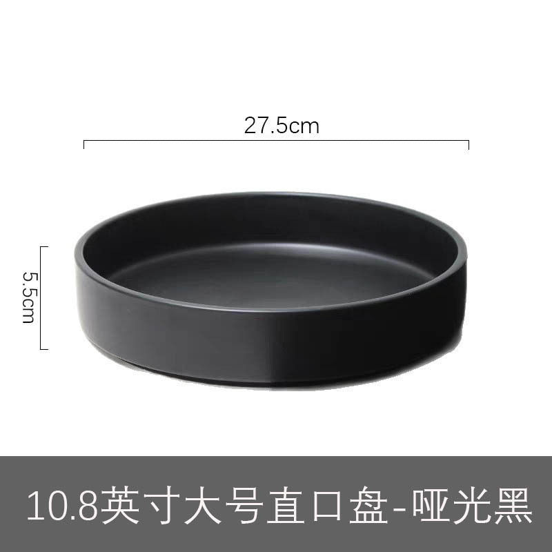 Ceramic Straight Plate Flat Bottom Deep Plate Soup Plate Japanese Seafood Plate Dish Plate Dessert Plate Nest Plate Simple Salad Bowl