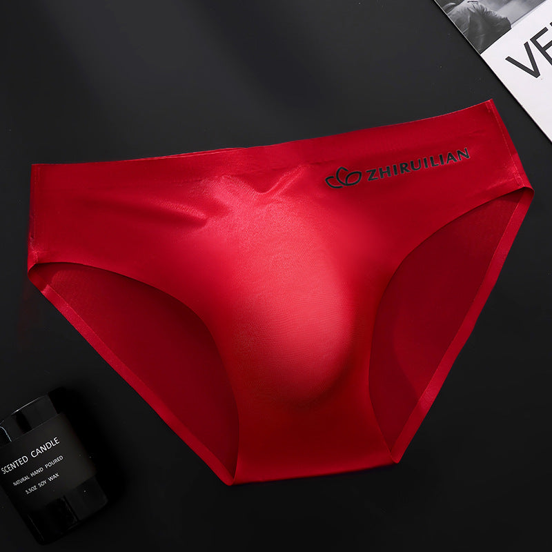 Foreign trade explosions men's briefs breathable comfortable letter sports sexy transparent egg ice silk low waist underwear head