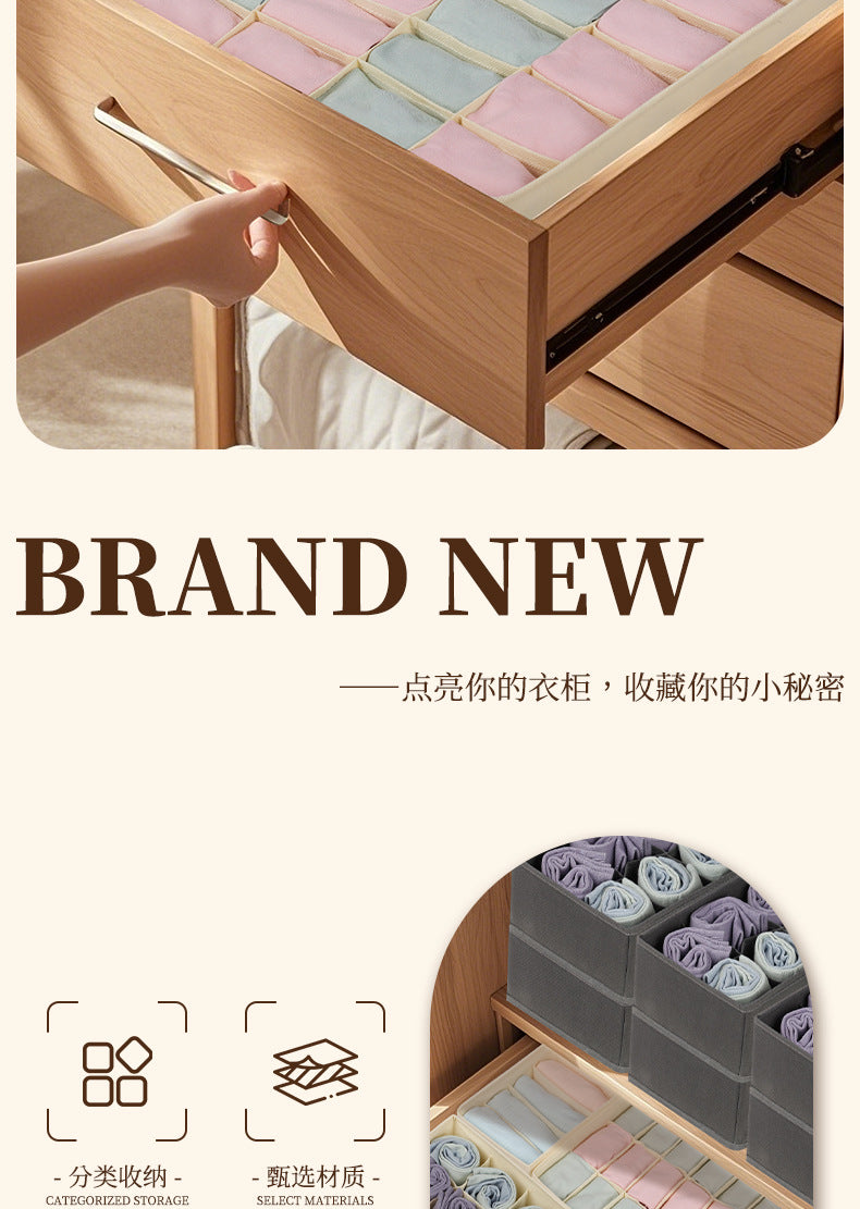 Fabric Underwear Storage Box with Compartments for Home Use, Drawer-Style Storage with Dividers for Organizing Socks
