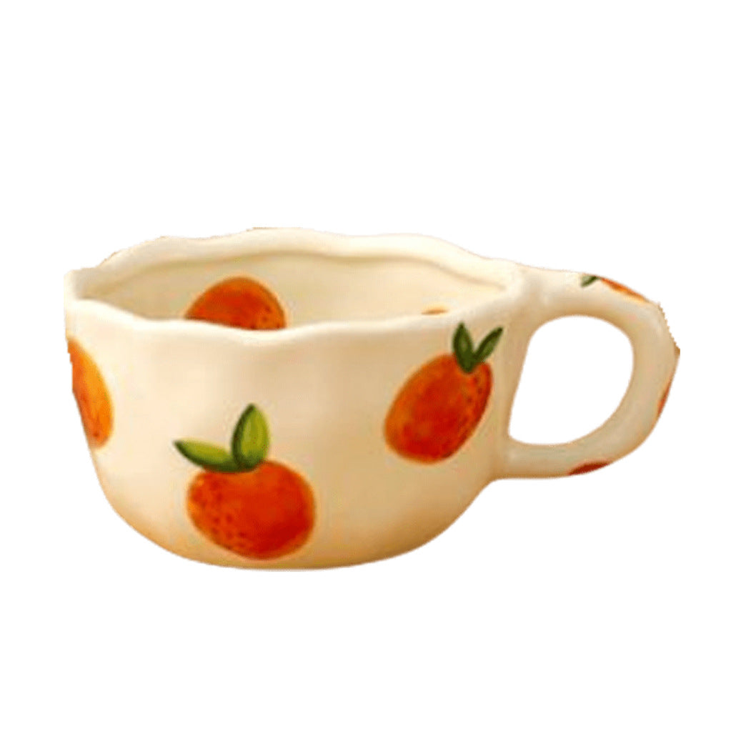 Cross-border can be labeled hair girl heart pinch strawberry fruit coffee cup afternoon tea ceramic cup cute coffee cup