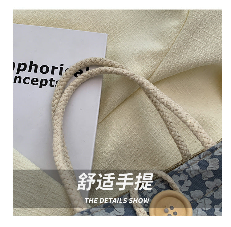 Internet Celebrity Portable Linen Bag Women's 2023 Western Style Hand-Carrying Lunch Bag for Work and Going Out Japanese Style ins Small Satchel