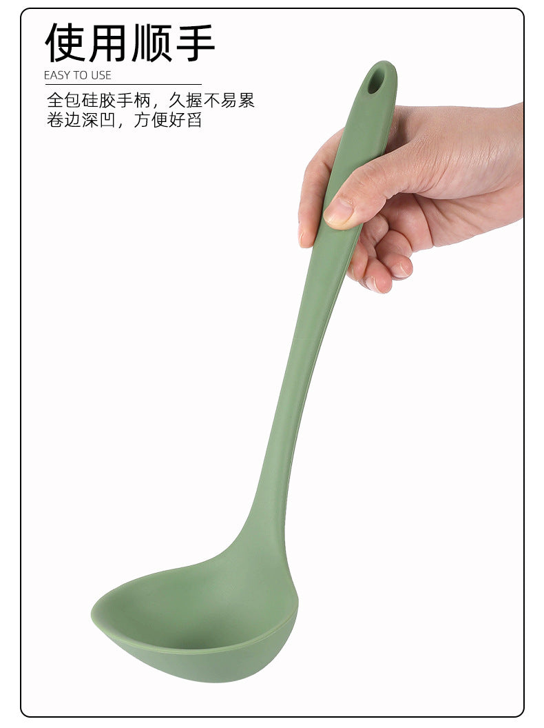 Acura Green Silicone Kitchenware Non-stick Cookware with Spade and Spoon Set Easy to Clean Kitchen Silicone Heat-resistant Kitchenware Five-piece Set
