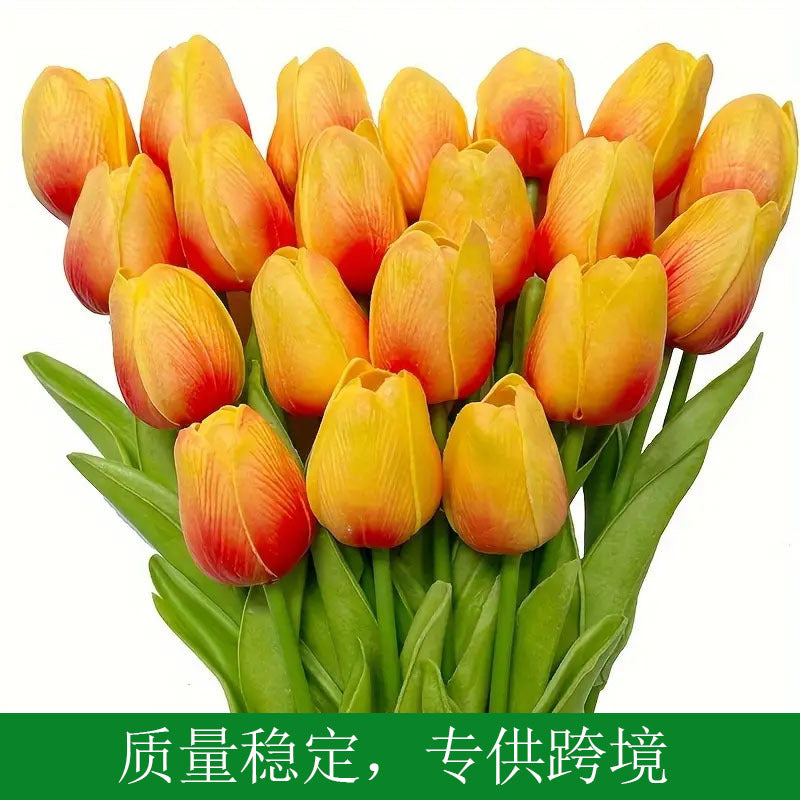 High-End Pu Tulip Artificial Flowers Cross-Border Exclusive for Home and Hotel Wedding Photography Props Feel Artificial Flowers Wholesale