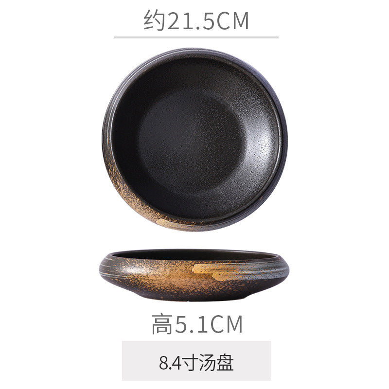 Retro Japanese Style Ceramic Bowl Creative Personality Household Rice Bowl Restaurant Special Snack Bowl Dessert Salad Bowl