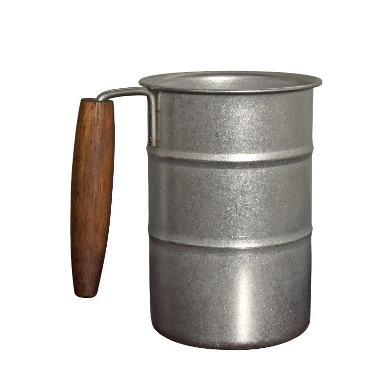 Snowflake Retro Industrial Style Beer Mug with Handle 304 Stainless Steel Water Mug Outdoor Camping Mug