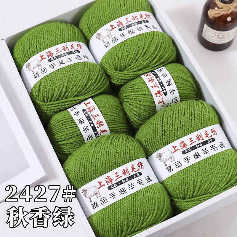 Shanghai Sanli 290 medium thick wool diy hand-knitted wool sweater cardigan scarf wool wholesale