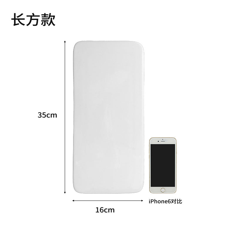 Ceramic Cake Plate Pure White Square Plate Dessert Display Dish Baking Tableware Buffet Round Swing Plate Long Square Plate