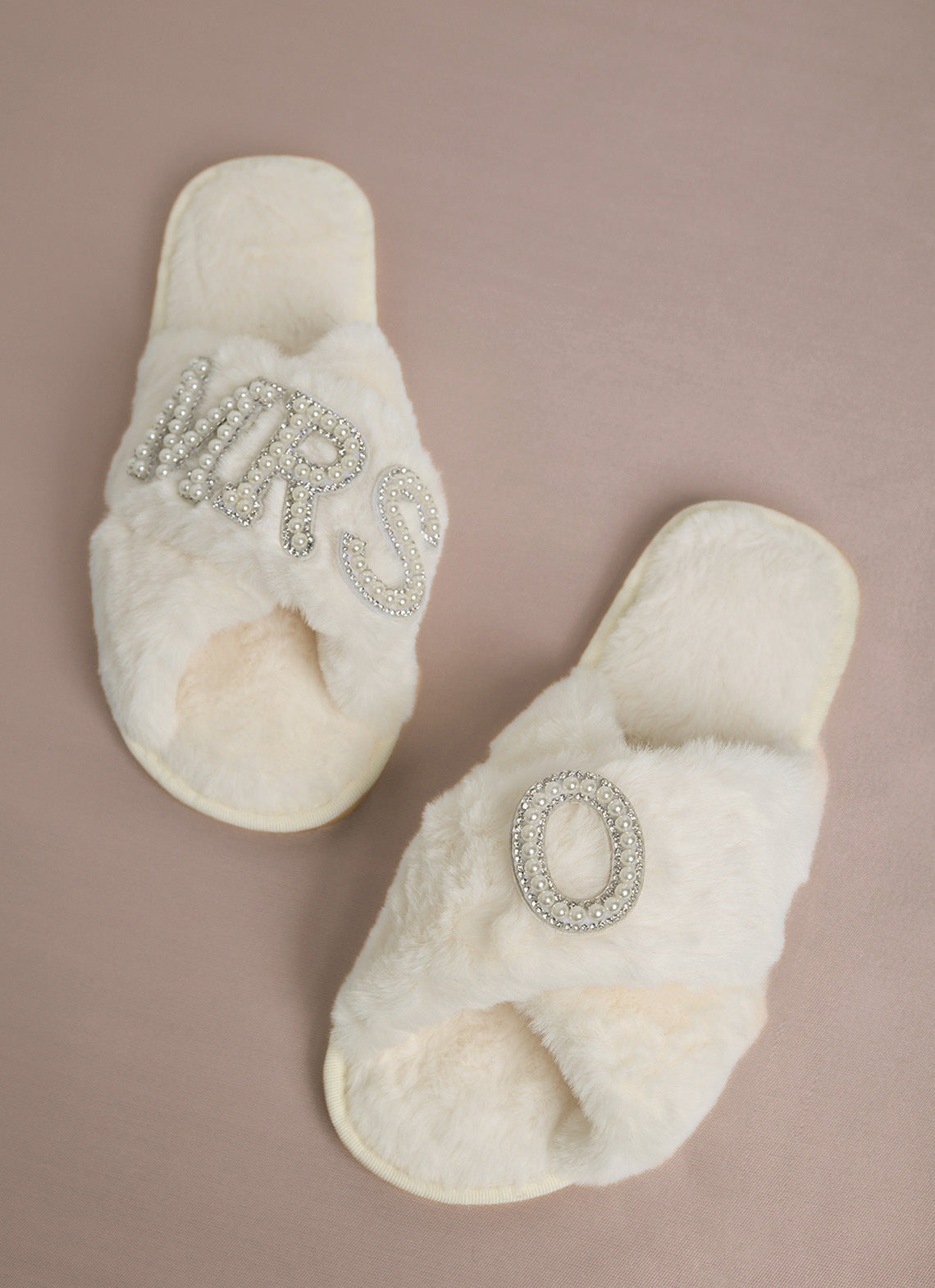 Bride Plush Slippers Cross-Border Popular Pearl Letters Bride Cross Plush Slippers Bachelor Party Wedding