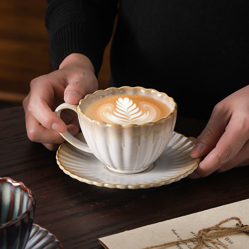 Retro High-grade Sense Striped Kiln Change Ceramic Cup Hotel Home Office Milk Coffee Cup Afternoon Tea Drinking Cup