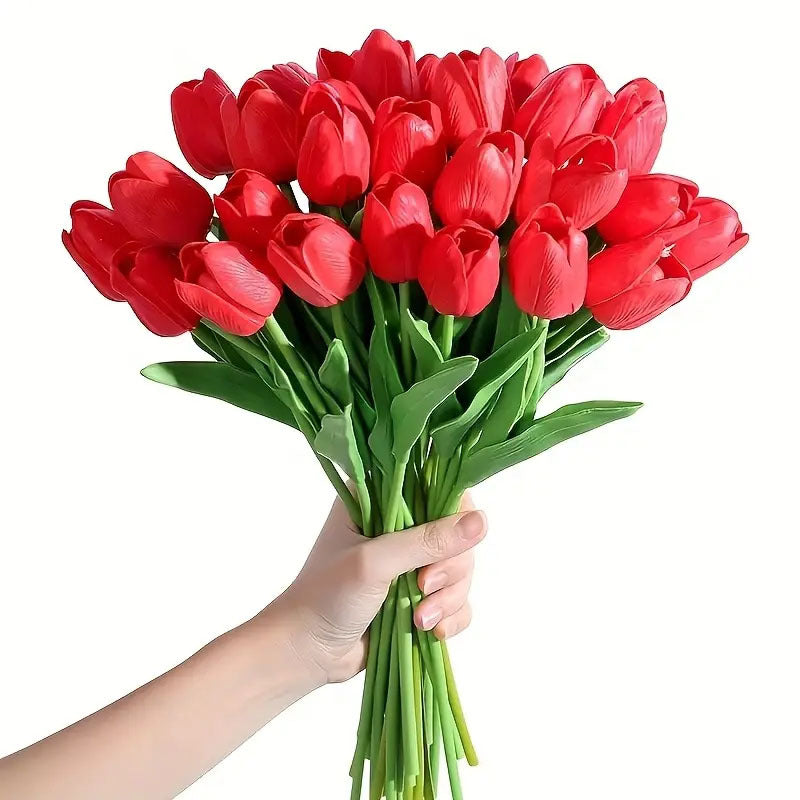 High-End Pu Tulip Artificial Flowers Cross-Border Exclusive for Home and Hotel Wedding Photography Props Feel Artificial Flowers Wholesale