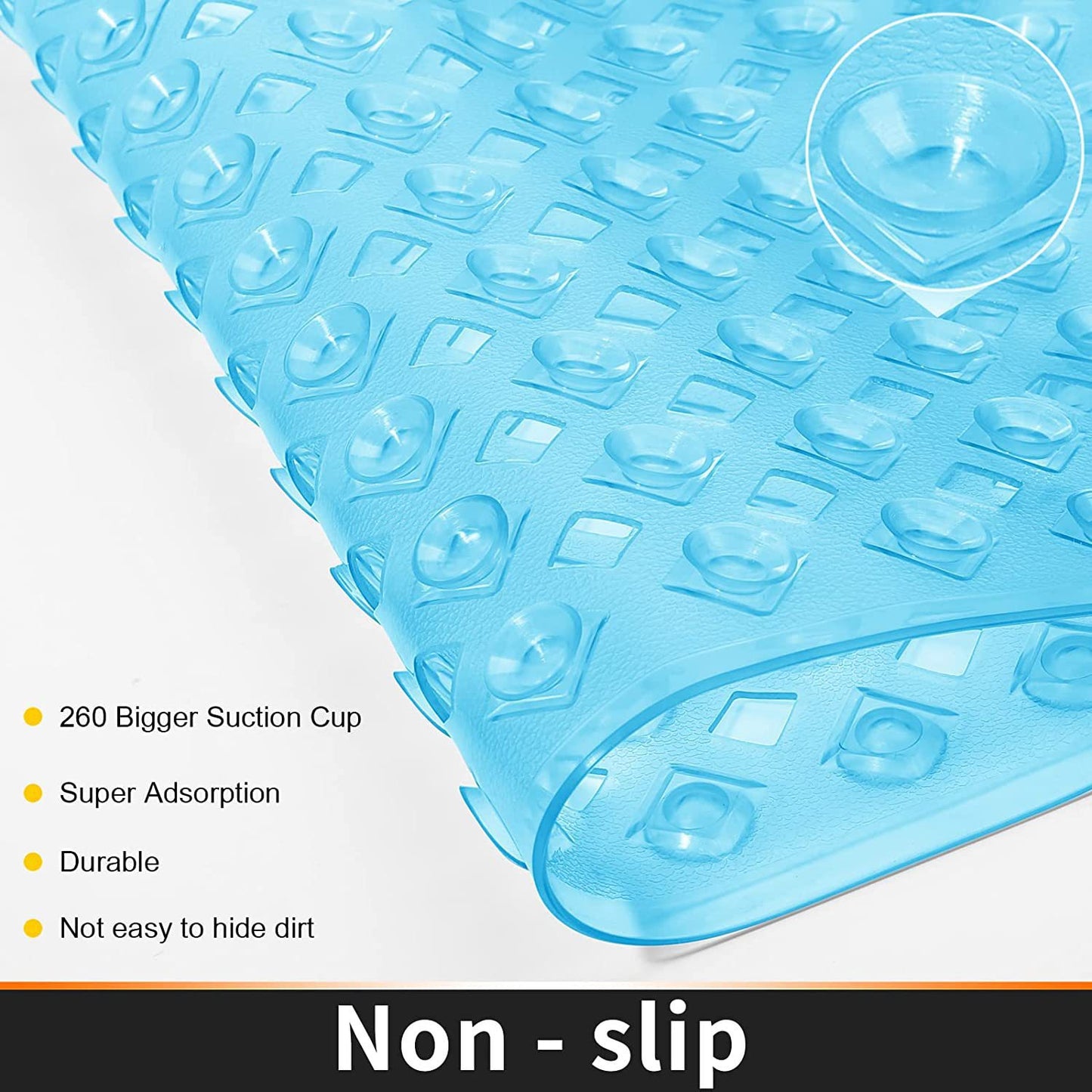 Bathroom Non-Slip Mat Long Diamond-Shaped Bathtub Mat European and American Popular Bath Mat Anti-Fall Suction Cup Foot Mat Shower Room Floor Mat
