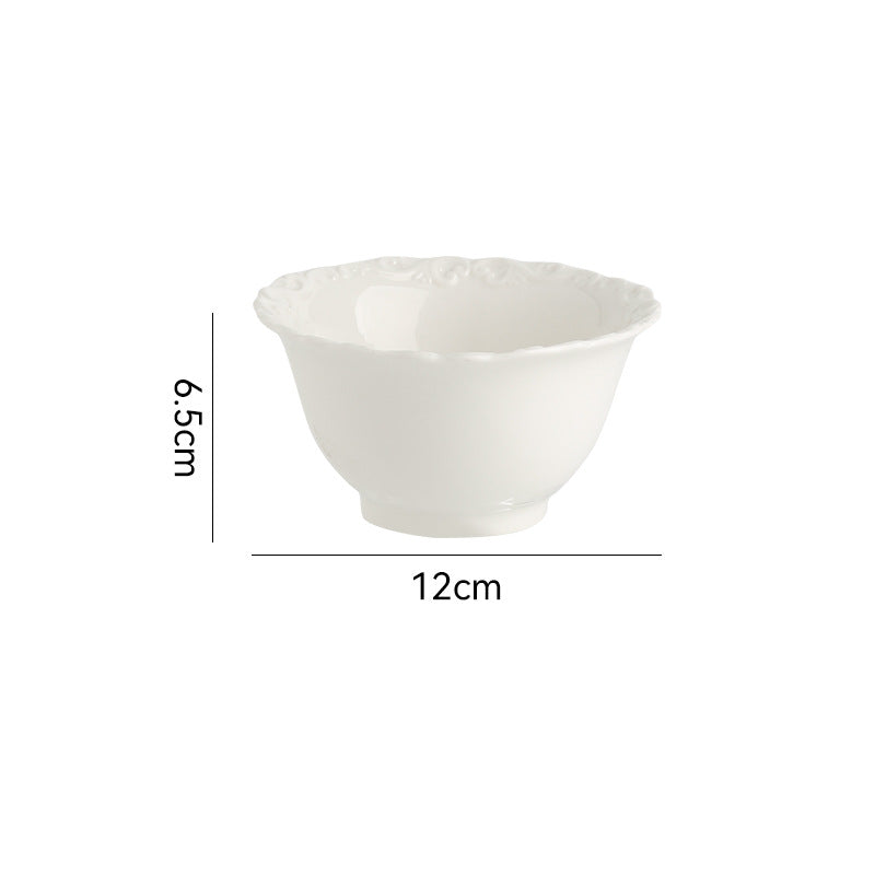 French ins style cream ceramic Western plate lace vintage dessert plate cream cake plate swing plate wholesale