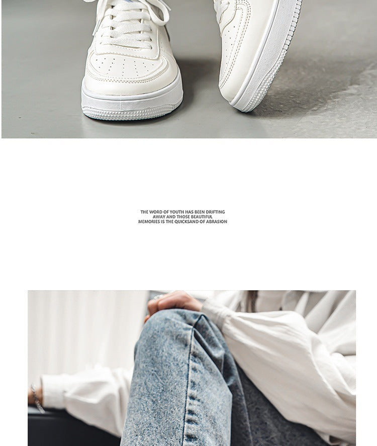 White Shoes Men's Summer Breathable Youth Casual All-match Men's Shoes 2024 New Student Pure White Sports Shoes