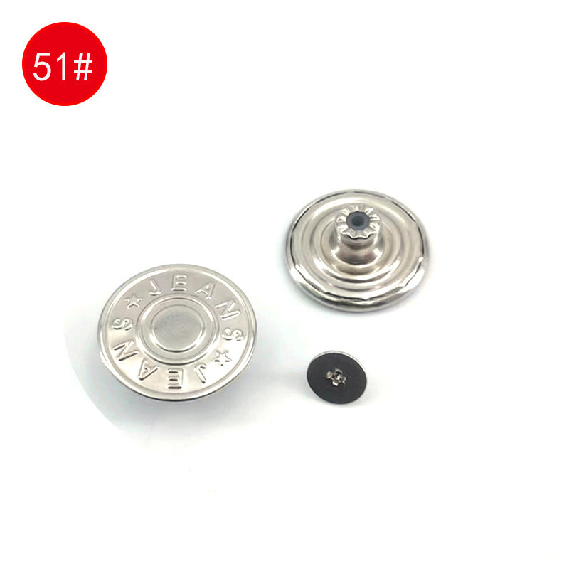 Wholesale In-Stock Waist-Cinching Button-Free Detachable Jeans Buttons, Eco-Friendly Buttons, Screw Metal I-Shaped Buckles