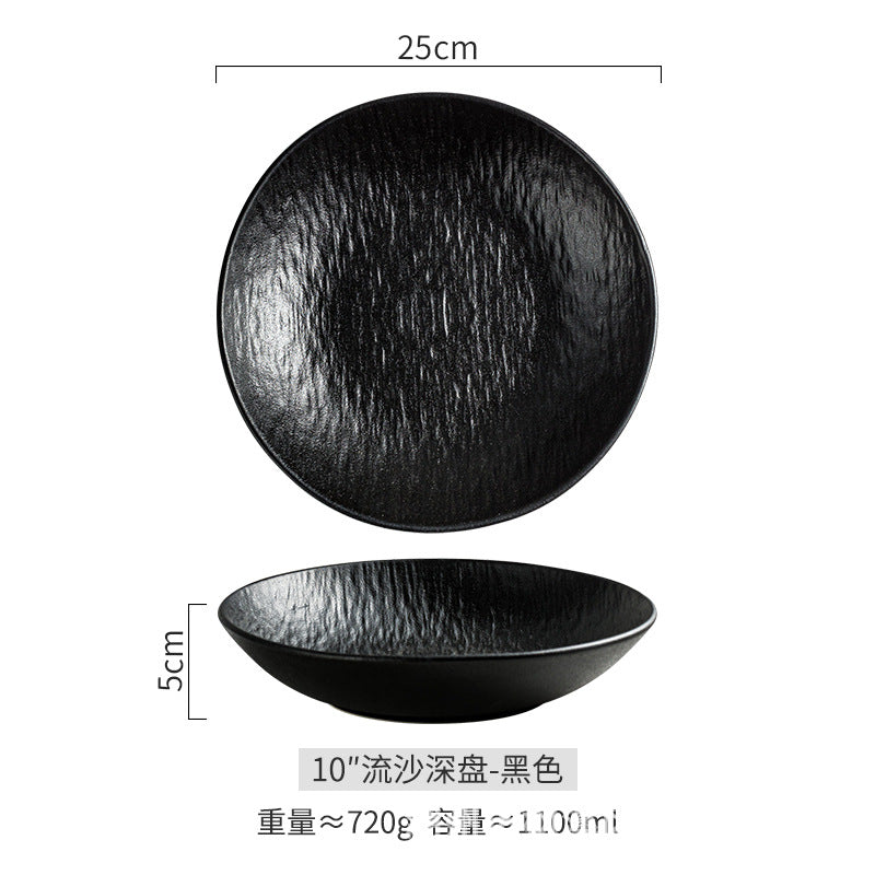 Ceramic Steak Dinner Plate, Household Stone Pattern Western Food Plate, Pasta Plate, Salad Plate, Flat Plate, Round Plate, High-end
