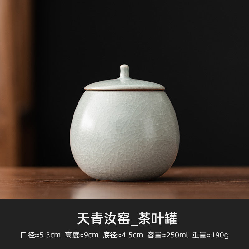 Beige Ceramic Tea Can Empty Can Small Sealed Can Household Black Tea Pu'Er Longjing Storage Tea Can Moisture-Proof Storage Can